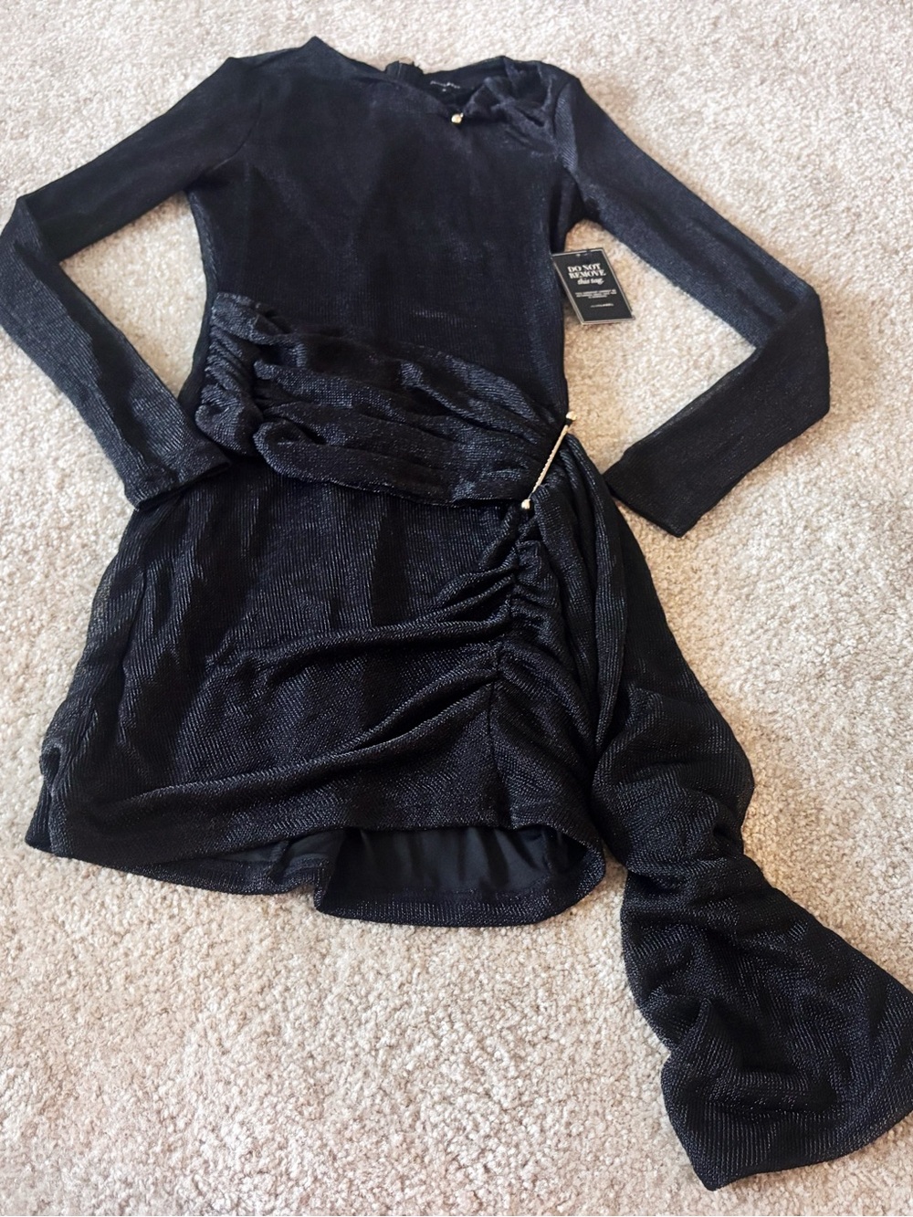 NWT Jluxlabel Shimmer Knit Draped Mini Dress
